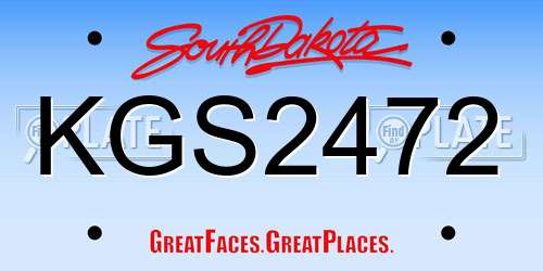 KGS2472 South Dakota License Plate