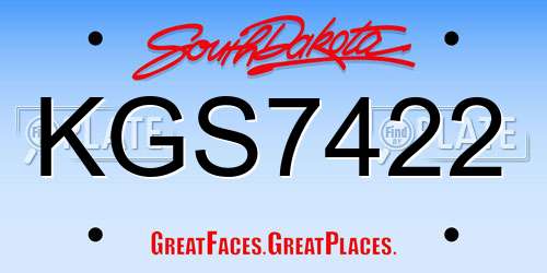 KGS7422 South Dakota License Plate