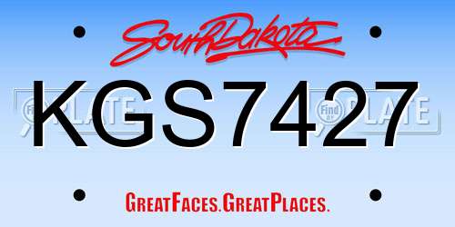 KGS7427 South Dakota License Plate