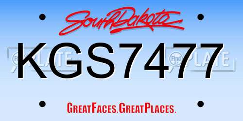 KGS7477 South Dakota License Plate