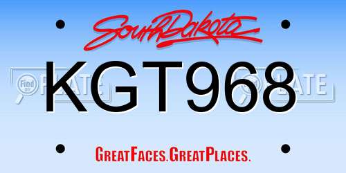 KGT968 South Dakota License Plate