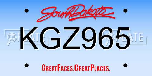 KGZ965 South Dakota License Plate