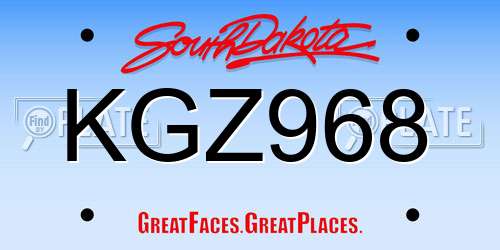 KGZ968 South Dakota License Plate