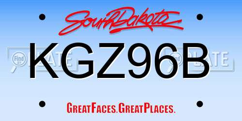 KGZ96B South Dakota License Plate