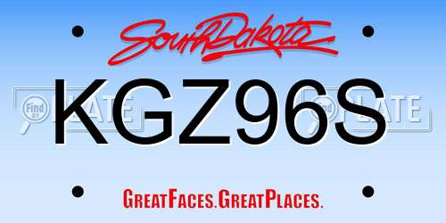 KGZ96S South Dakota License Plate