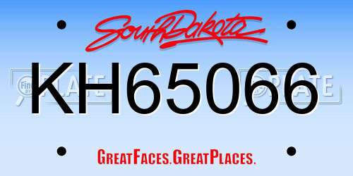 KH65066 South Dakota License Plate