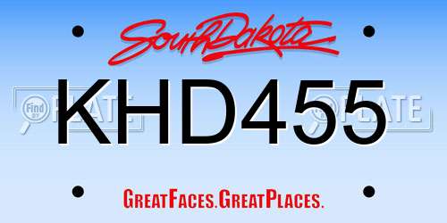 KHD455 South Dakota License Plate