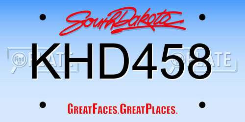 KHD458 South Dakota License Plate