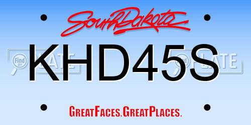 KHD45S South Dakota License Plate