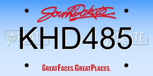 KHD485 South Dakota License Plate