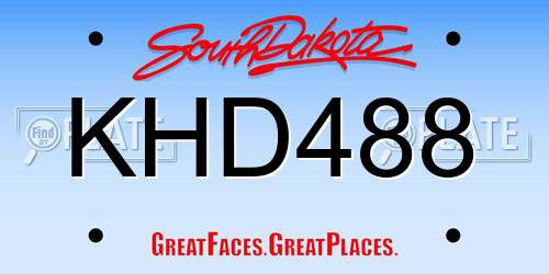 KHD488 South Dakota License Plate
