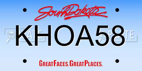 KHOA58 South Dakota License Plate