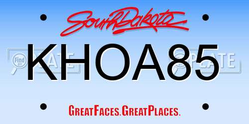 KHOA85 South Dakota License Plate