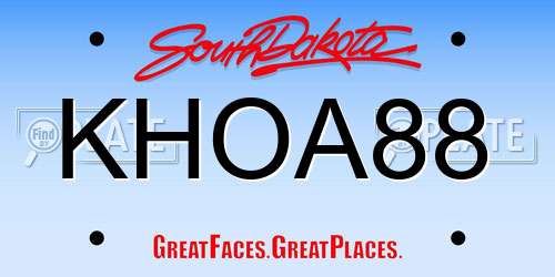 KHOA88 South Dakota License Plate