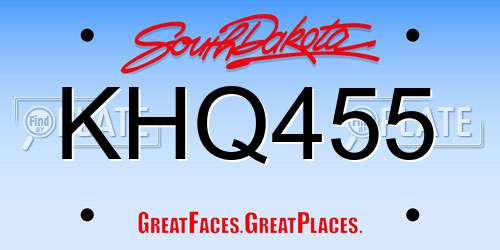 KHQ455 South Dakota License Plate