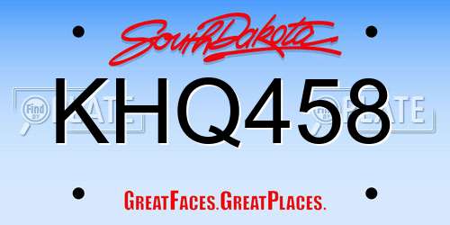 KHQ458 South Dakota License Plate