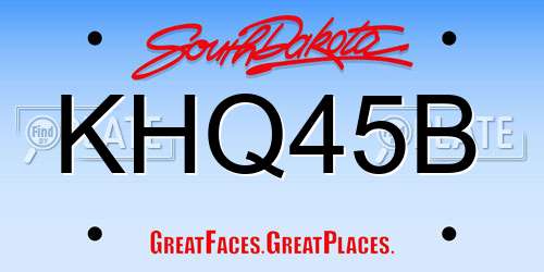 KHQ45B South Dakota License Plate