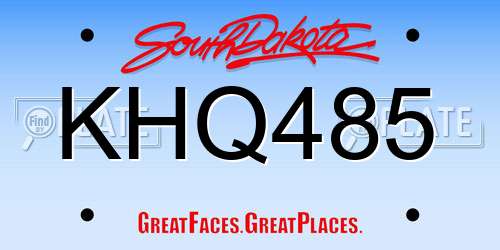 KHQ485 South Dakota License Plate