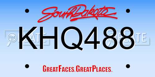 KHQ488 South Dakota License Plate