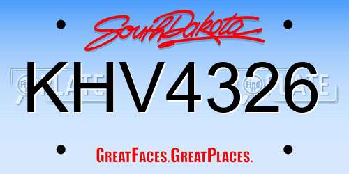 KHV4326 South Dakota License Plate