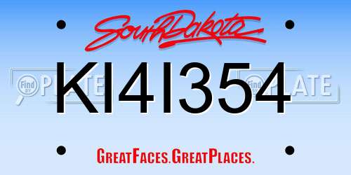 KI4I354 South Dakota License Plate