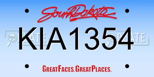 KIA1354 South Dakota License Plate