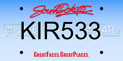KIR533 South Dakota License Plate