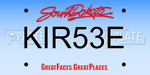 KIR53E South Dakota License Plate