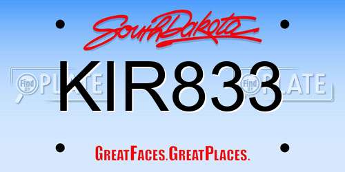 KIR833 South Dakota License Plate