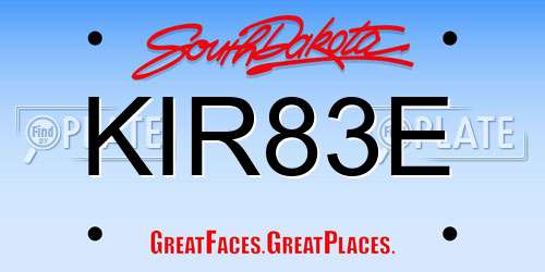 KIR83E South Dakota License Plate