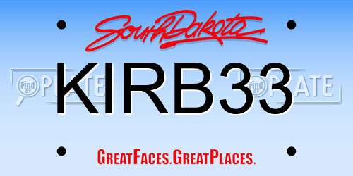 KIRB33 South Dakota License Plate