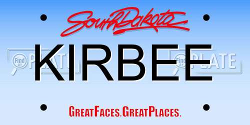 KIRBEE South Dakota License Plate