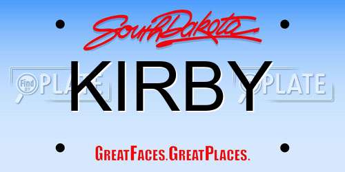 KIRBY South Dakota License Plate