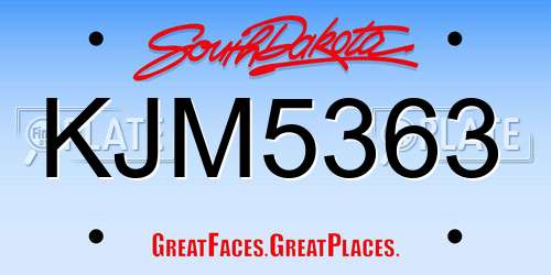 KJM5363 South Dakota License Plate