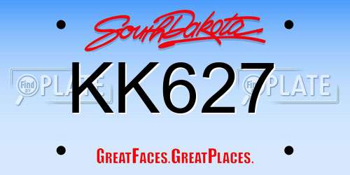 KK627 South Dakota License Plate