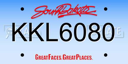 KKL6080 South Dakota License Plate