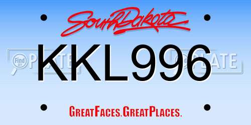 KKL996 South Dakota License Plate