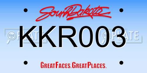 KKR003 South Dakota License Plate
