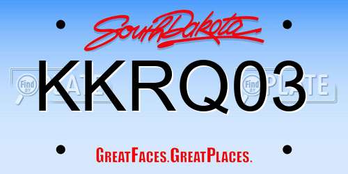 KKRQ03 South Dakota License Plate