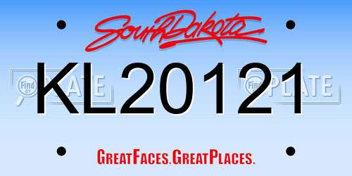 KL20121 South Dakota License Plate