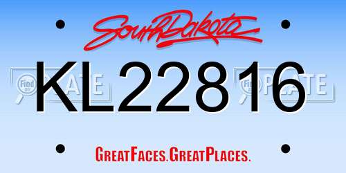 KL22816 South Dakota License Plate