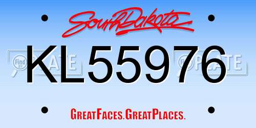 KL55976 South Dakota License Plate