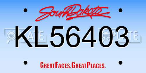 KL56403 South Dakota License Plate