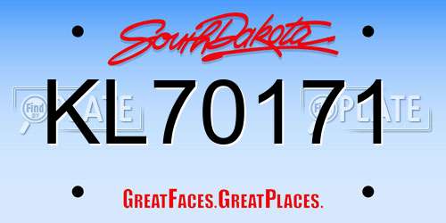 KL70171 South Dakota License Plate