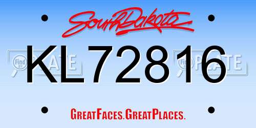 KL72816 South Dakota License Plate