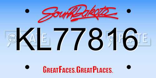 KL77816 South Dakota License Plate