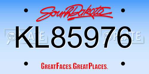 KL85976 South Dakota License Plate