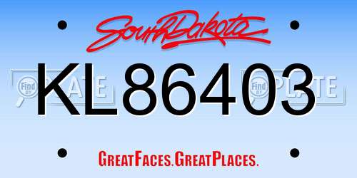 KL86403 South Dakota License Plate