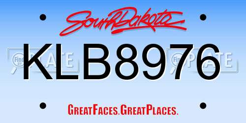 KLB8976 South Dakota License Plate