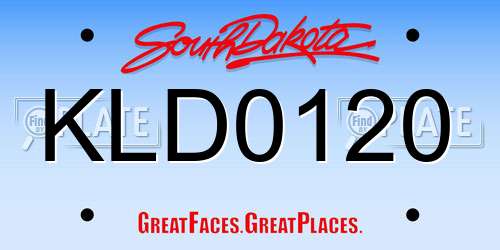 KLD0120 South Dakota License Plate